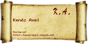 Kenéz Axel névjegykártya